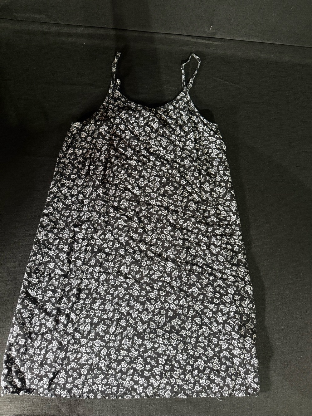 Black Floral Slip Dress with White Print